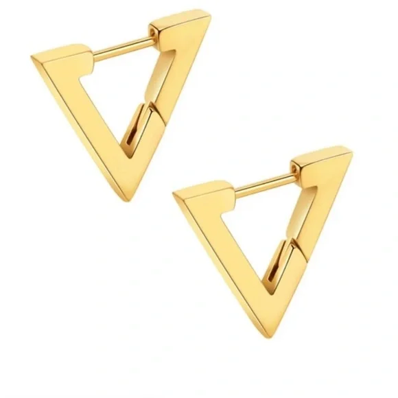 Gold Triangle Earrings - Picture 1 of 2